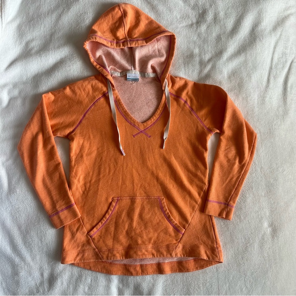 Columbia Sportswear Women's V-Neck Hoodie Orange Sz M